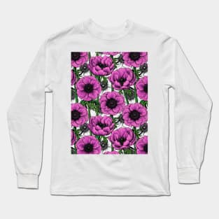 Pink anemone garden Long Sleeve T-Shirt